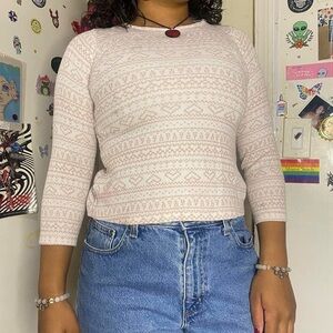 cream hearts thermal top